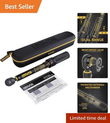 Durable 72-Tooth Gear Dual-Direction Torque Wrench - 10-150 in-lb, Case Included