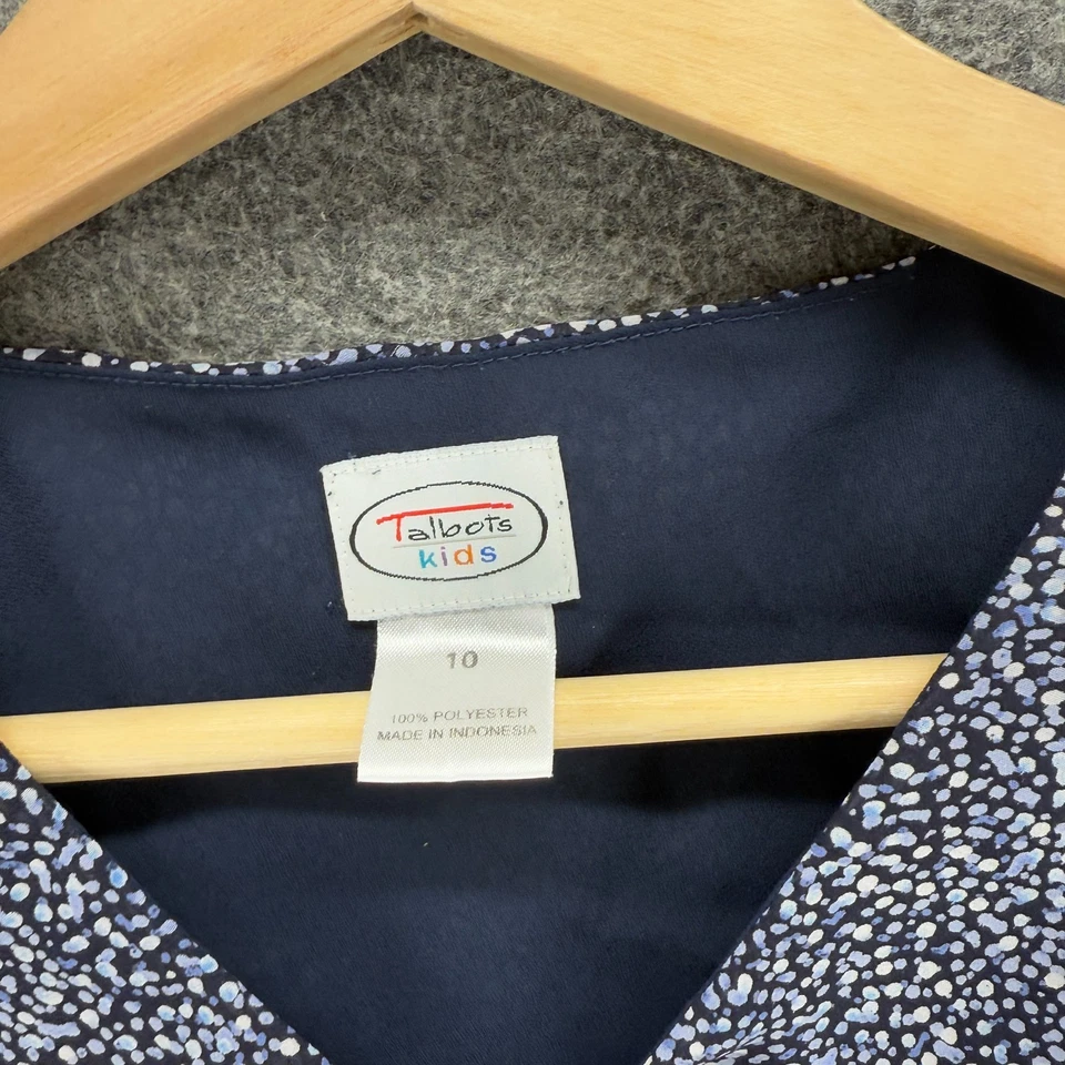 Платье Talbots для девочек 10 синее с анималистическим принтом сменное миди с v-образным вырезом повседневное без рукавов - Изображение 3 из 4