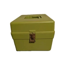 Vintage Wilson Wil-Hold Green Sewing Pattern Sew Craft Storage Box w/ 4 Dividers