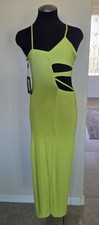 BNWT PRETTY LITTLE THING SHAPE LIME SLINKY WRAP MIDAXI DRESS SIZE 8