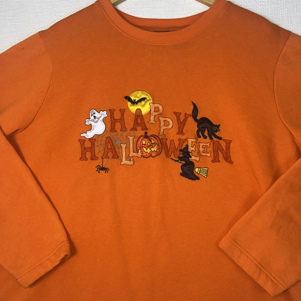 Suéter Pullover Naranja Feliz Halloween Ediciones Vacacionales De Colección Para Mujer Talla 2X Foto 3 de 4