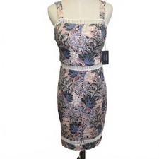Brand New Guess Los Angeles Women's Size 8 Pink Floral Bodycon Midi Dress