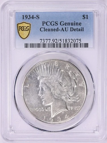 1934 S Peace Silver Dollar $1 PCGS AU Details (075)