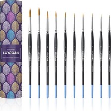 Detail Paint Brushes 10pcs Synthetic Sable Miniature 10pcs, Wood