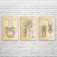 Nuclear Power Wall Art Set of 3 Poster, Canvas or Framed Power Technician
