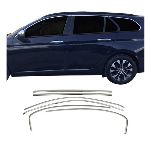 Fensterleisten Zierleisten FüR Fiat Tipo 2015-2026 Kombi Edelstahl Chrom 6Tlg-image
