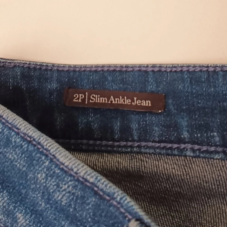 Talbots Denim Size 2P Slim Ankle Jean Low Rise Medium Wash Rhinestone Accents - Image 4 of 4