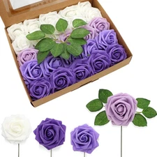 Artificial Flowers Realistic Roses, 100pcs Real Looking Fake Roses with Stem ...