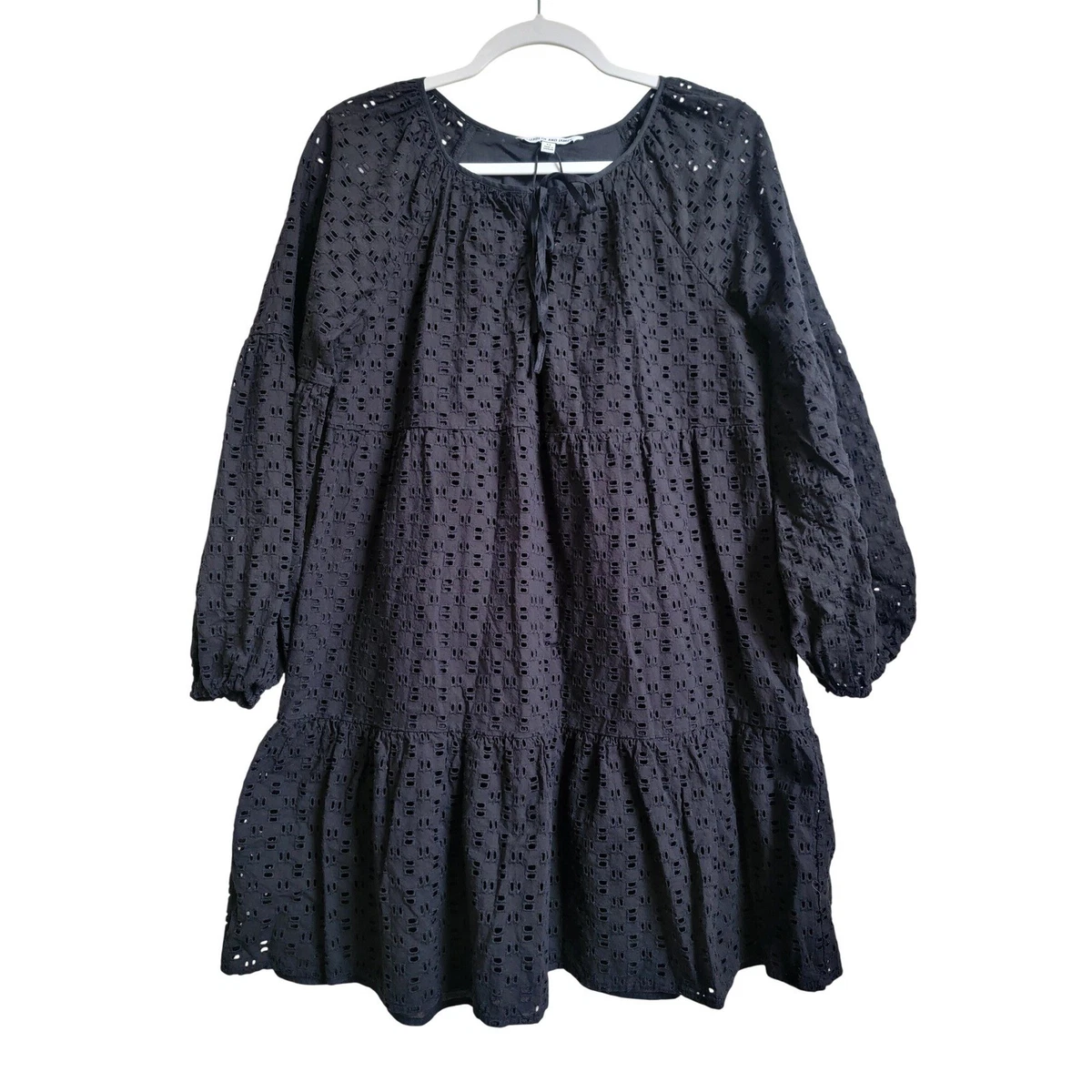 knee length dresses for ladies ElizabethJames Black Silk Long Sleeve Dress