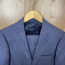 Gutteridge 2 Piece Suit Mens 34R 30x30 Blue Linen Double Vented Surgeons Pants