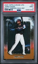 2025 TOPPS CHROME UPDATE NIGHT TERRORS GOLD REFRACTOR JAMES WOOD RC 25/50 PSA 9