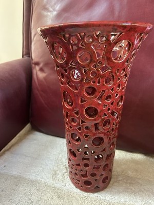 Ceramic Porcelain Vase Burgandy 12 h X 7 w