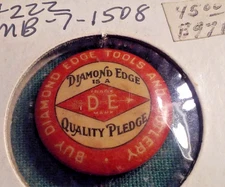 Antique Diamond Edge Tools and Cutlery Advertising Celluloid Pinback Button rare
