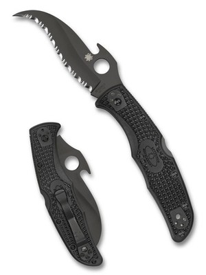 Spyderco Matriarch 2 Emerson Wave Knife Black Serrated Blade Black FRN C12SBBK2W