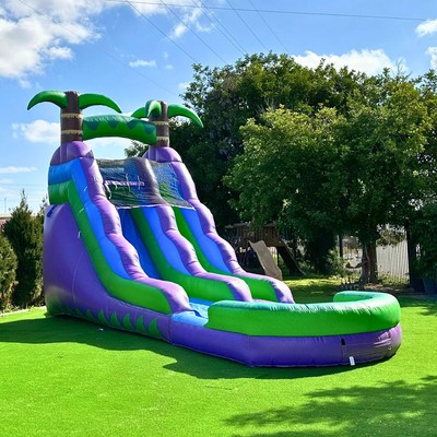 HeroKiddo 16  Tropical Inflatable Water Slide for Kids with Pool and Air Blower