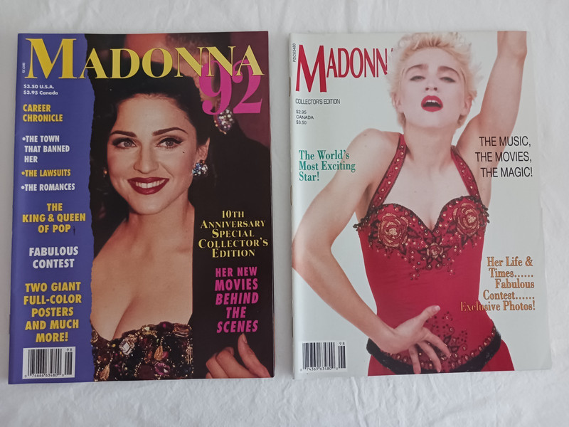 Set of 2 Madonna Fan Magazines Spring 1990 and 1992 Lots of Photos but NO POSTER