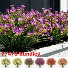 2/4/6Bundles Artificial Outdoor Flowers Lifelike UV Resistant Fake Flower Plants