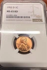 1952-D Lincoln Head Wheat Cent NGC MS 65 RD Red Denver Mint GEM BU Nice!
