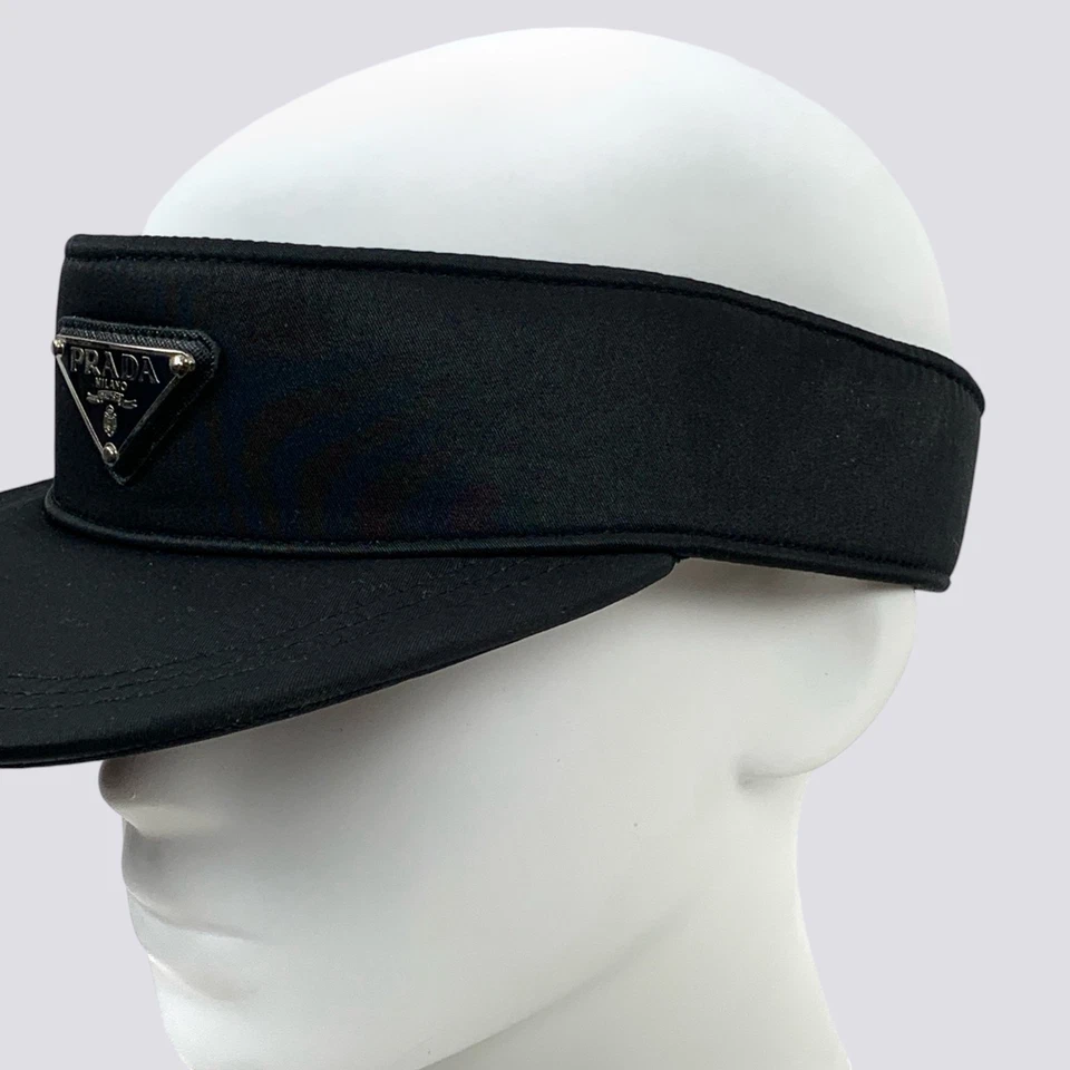 Prada Nylon Metal Triangle Logo Center Baseball Sun Visor Black Size M - Image 4 of 4