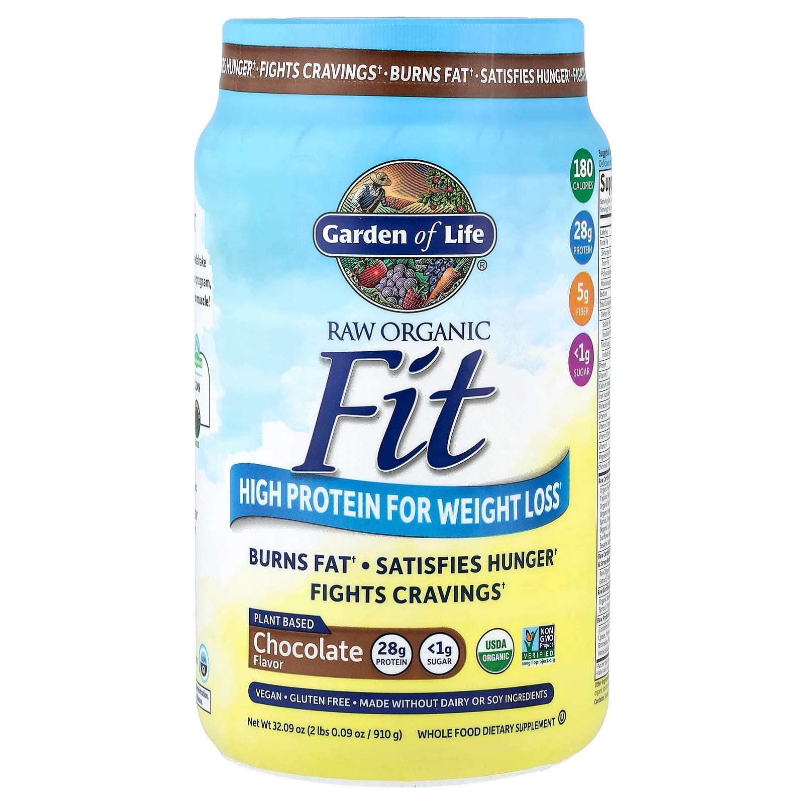 Raw Organic Fit High Protein for Weight Loss Chocolate 2 lbs 009 oz 910 g 9390₽