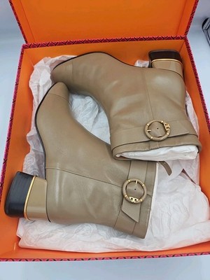 Tory Burch Multi Logo Heel Stiefelette Ziegenleder UK 8 EU 41 Neu mit Karton