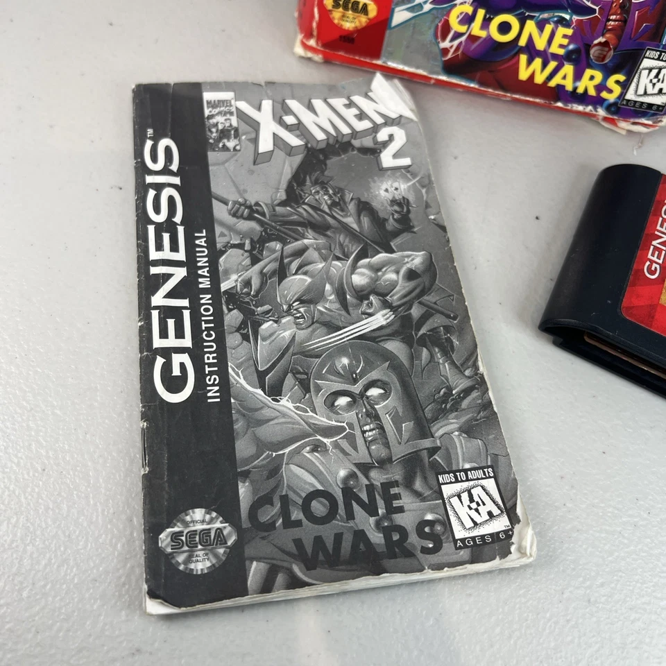 1995 SEGA GENESIS X-MEN 2 CLONE WARS COMPLETE CIB With Original Manual And Box. - Image 3 of 4