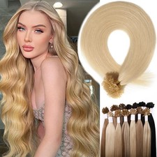 200g Double Drawn Nail U Tip Human Hair Extensions Pre-bonded Keratin 1g 16"-24"