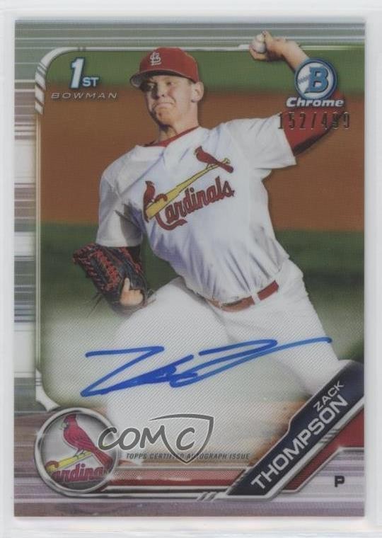 2019 Bowman Draft Chrome Pick Refractor 152/499 Zack Thompson #CDA-ZT Auto 0kr0