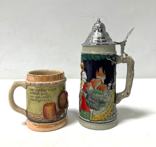 Lot of 2 German Ceramic Mug and Lidded Stein