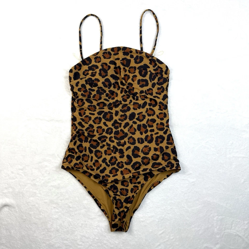 Maiô H & M XS leopardo uma peça alças de espaguete atrevido sexy praia piscina - Imagem 2 de 4