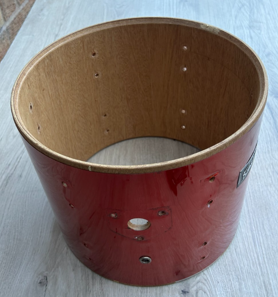 KESTREL 12'' x 10'' dRUM Tom 6-lug Shell Red / Bare Wood Project photo 2