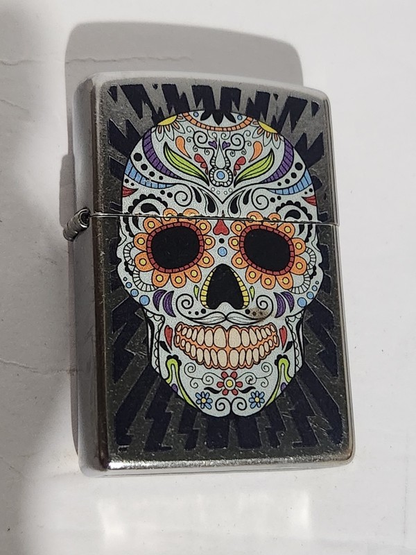 Vintage Zippo Lighter - Psychedelic Skull & Lightening Bolts 