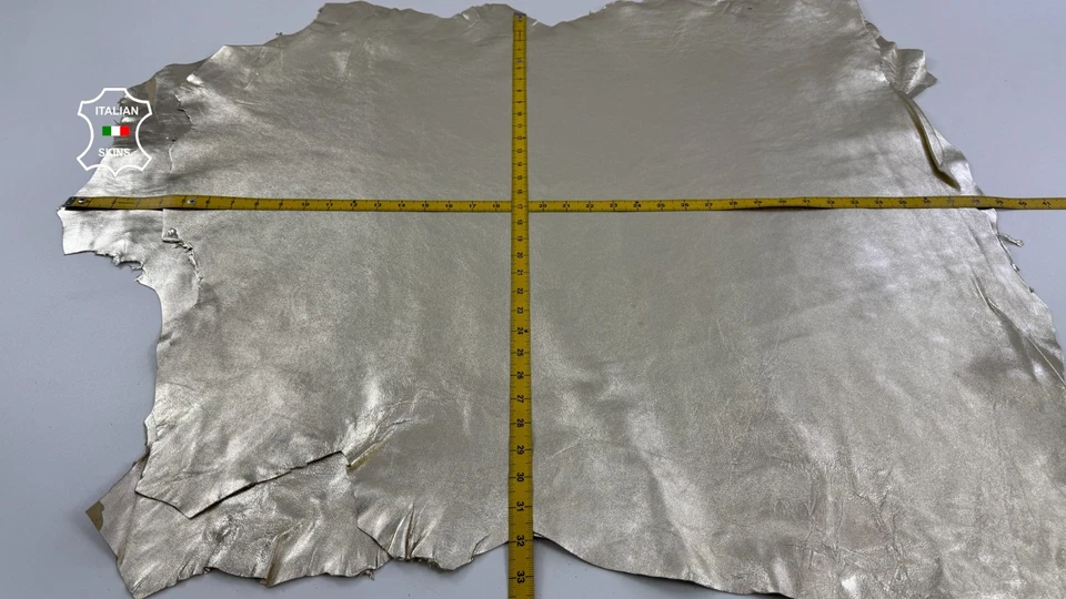 Cuero de oveja italiano de piel de cordero dorado claro metálico 2 pieles 15 pies cuadrados 0,7 mm #C6315 Foto 4 de 4