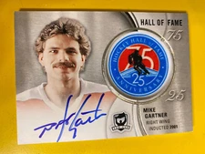 RS21092 18-19 The Cup Hockey Hall of Fame Anniversary Patch Auto Mike Gartner