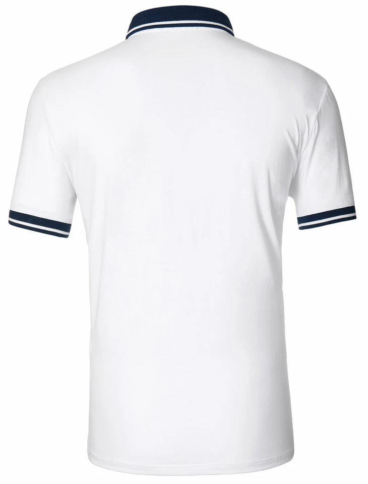 Hommes Polo Décontracté Bloc Couleur Manches Courtes Chemises Golf Coton Foto 3 de 4