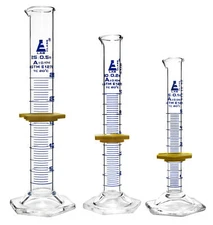 Eisco 3pc Cylinder Set, ASTM, Class A - 5ml, 10ml & 25ml - Borosilicate Glass