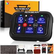 AUXBEAM Universal RA60 RGB 6 Gang Switch Panel Toggle Momentary Circuit Control