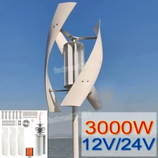 3KW 12V/24V Helix Wind Turbine Vertical Axis Wind Generator Kit MPPT Controller