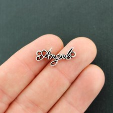 8 Angel Connector Charms Antique Silver Tone Delicate and Pretty - SC363