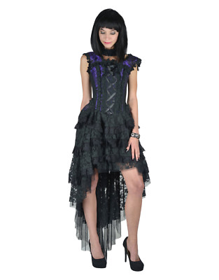 BURLESKA GOTHIC OPHELIE VAMPIRE WEDDING PROM VINTAGE PURPLE BROCADE CORSET DRESS