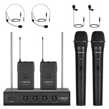 Wireless Microphone System, 4-channel Vhf Wireless Microphone Set With 2 Hand...