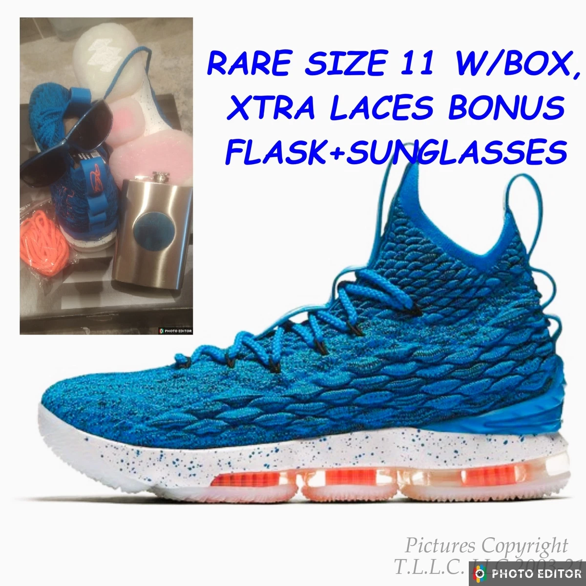 NEW Boxed 897648 400 Nike LeBron 15 XV Photo Blue Hardwood Sneakers Shoes SZ 11