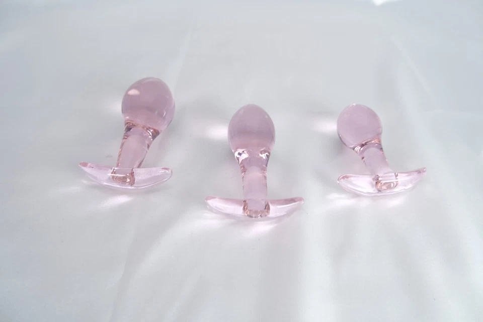 Juguetes sexuales para hombres mujeres con tapón anal de vidrio rosa T Foto 4 de 4