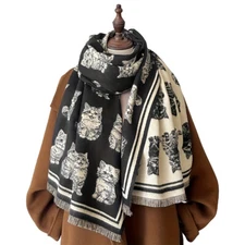 Winter Paisley Pashmina Kitten Jacquard Scarf Shawl Wrap Cozy Imitation Cashmere