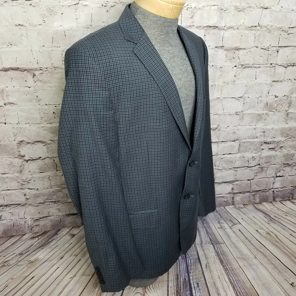 Versace Collection Hombres IT54 US44 Azul Cuadros 2 Botones Blazer Traje Chaqueta Foto 4 de 4