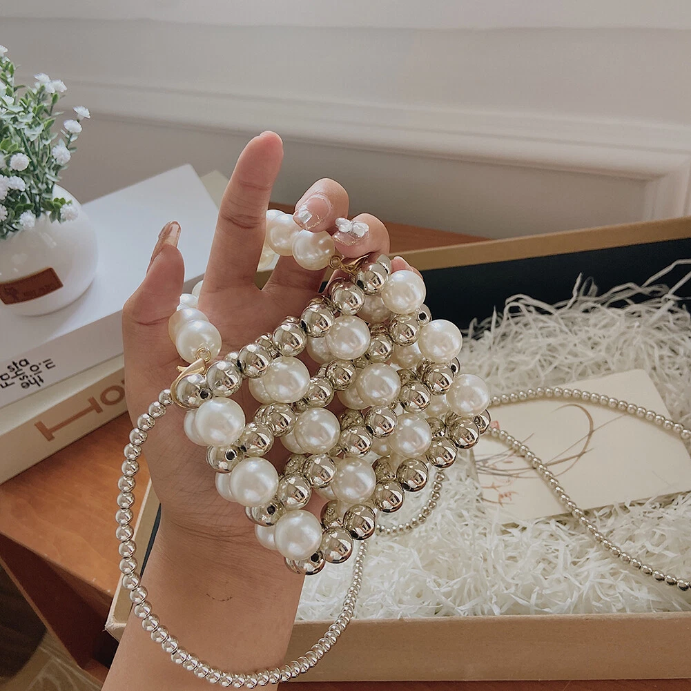 Women Pearl Bags Designer Beaded Shoulder Bags Charm White Pearls