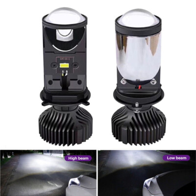 2Pcs H4 Mini Bi-LED Projector Headlight Lens Hi-Lo Car Bulb 9003 6000K White LHD
