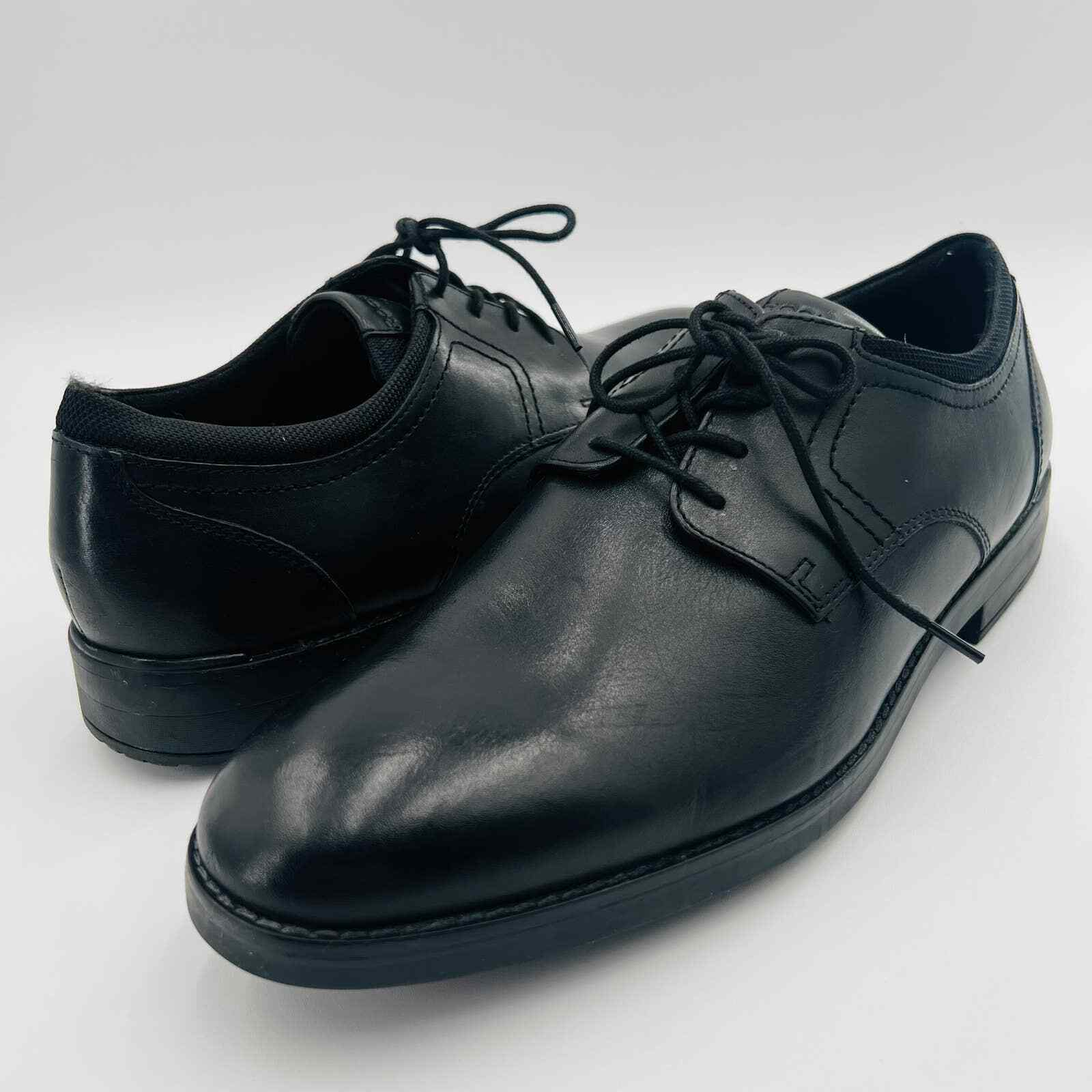 SAOLA Scarpa Oxford Rockport Trutrech Bryant punta liscia in pelle nera taglia 11 nuova senza scatola