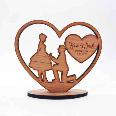 Holz Vorschlag Verlobung Silhouette verlobtes Herz Andenken personalisiert Geschenk
