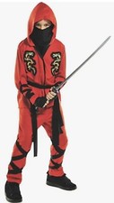 KIDS FIRE DRAGON NINJA SZ 12-14 COSTUME 6-PIECES SO COOL